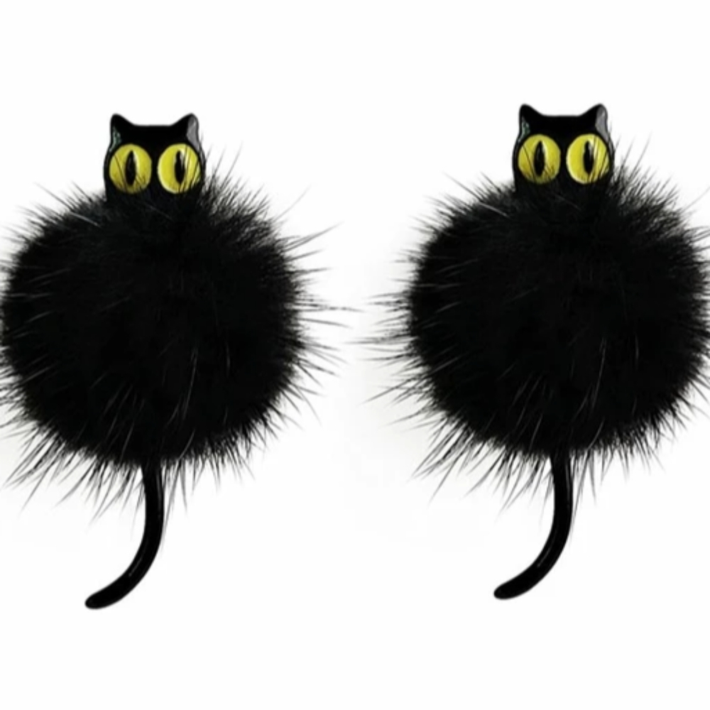 Black Kat Faux Fur Earrings